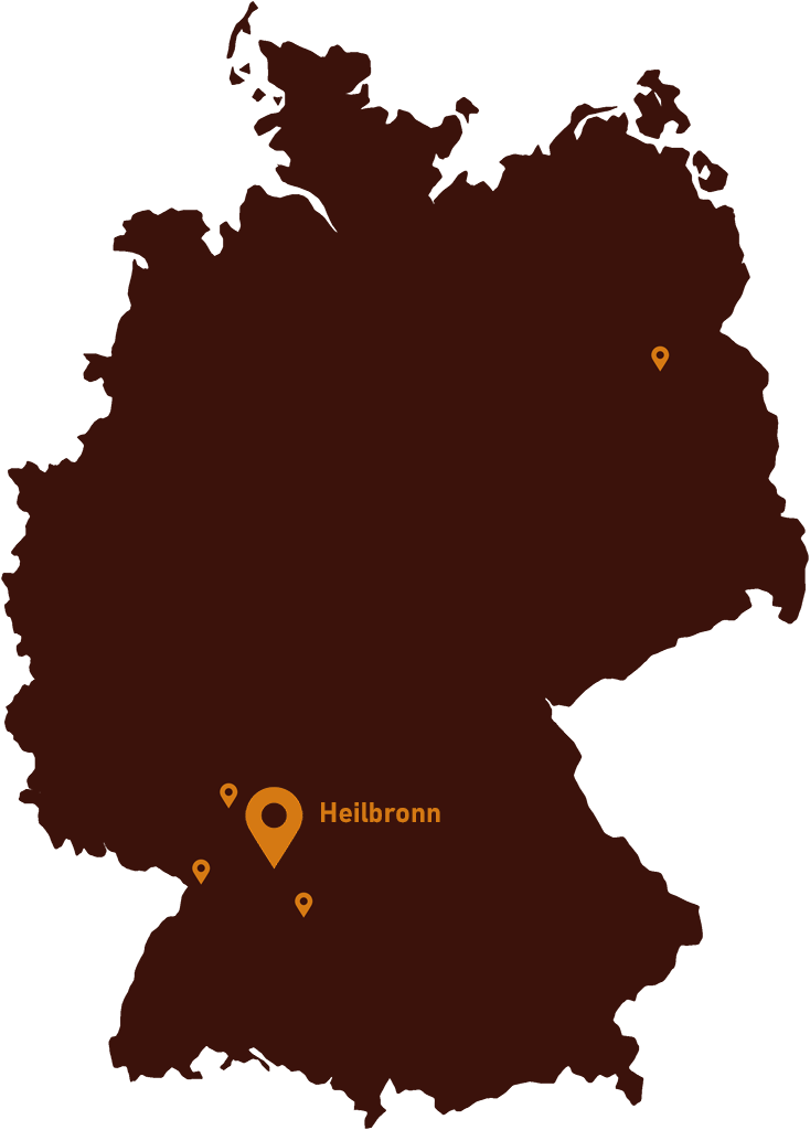 Karte von Deutschland mit Hauptstandort und Partnerstandorten